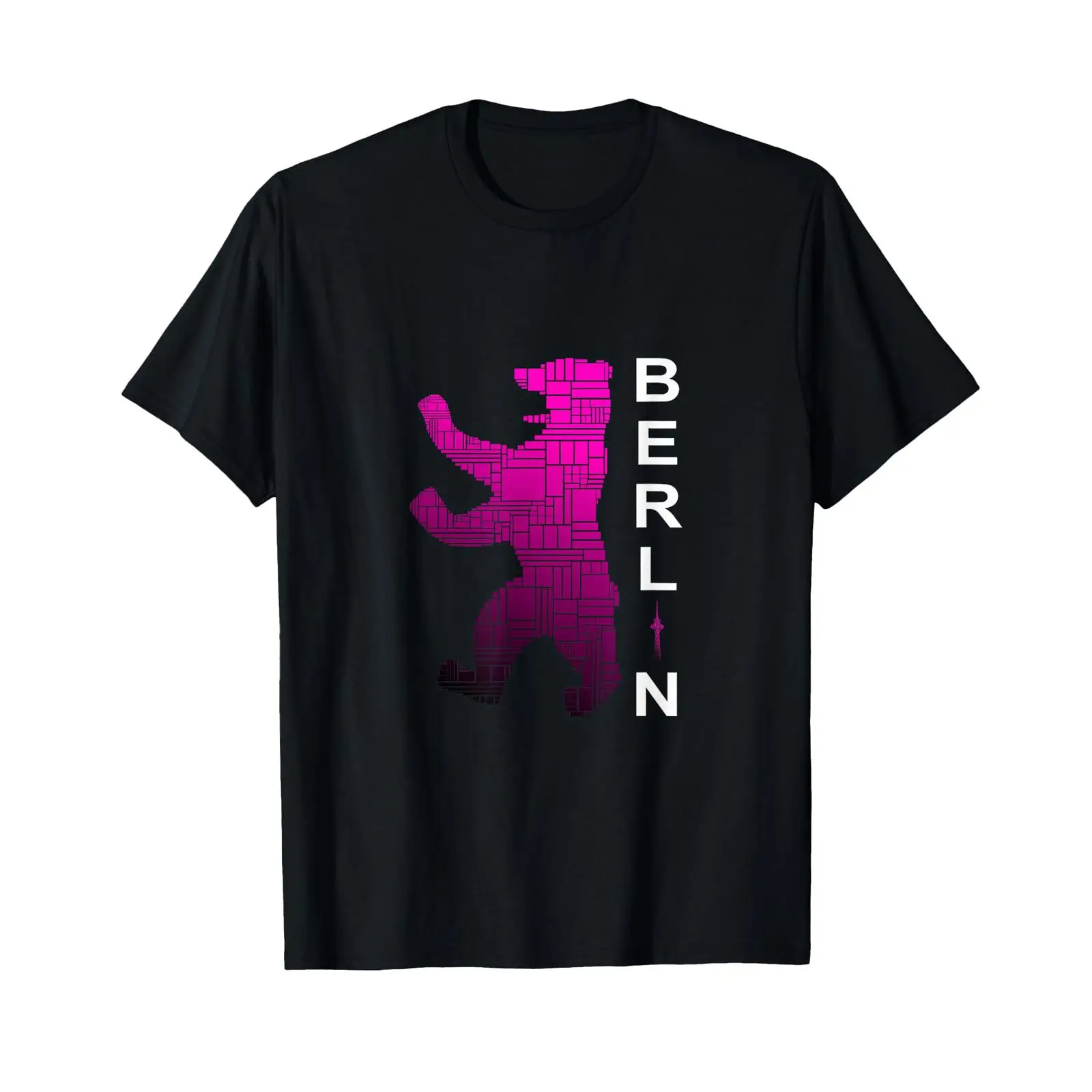 Vintage Fashion Berlin - ドイツ語の「Ich liebe Berlin」の文字が入ったTシャツ、黒のヴィンテージ風ウォッシュ加工グラフィックトップス、普段着、ユニセックスファッション