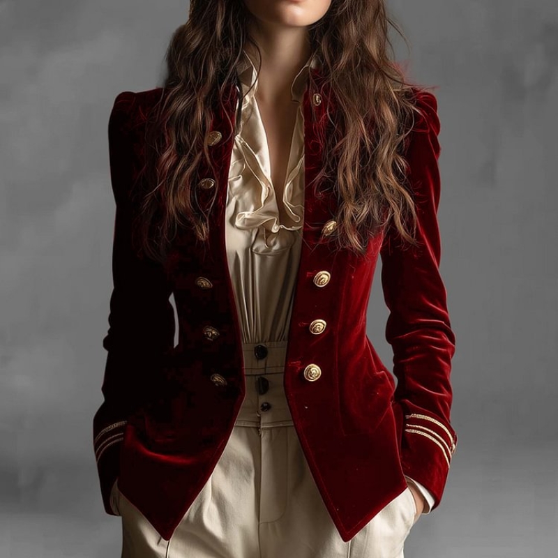 Velvet Blazer Vintage - ヴィンテージスリムフィットベルベットスーツジャケットアウターレディース秋冬ファッションエレガントスタンドカラーブレザーコート女性用2025トップス