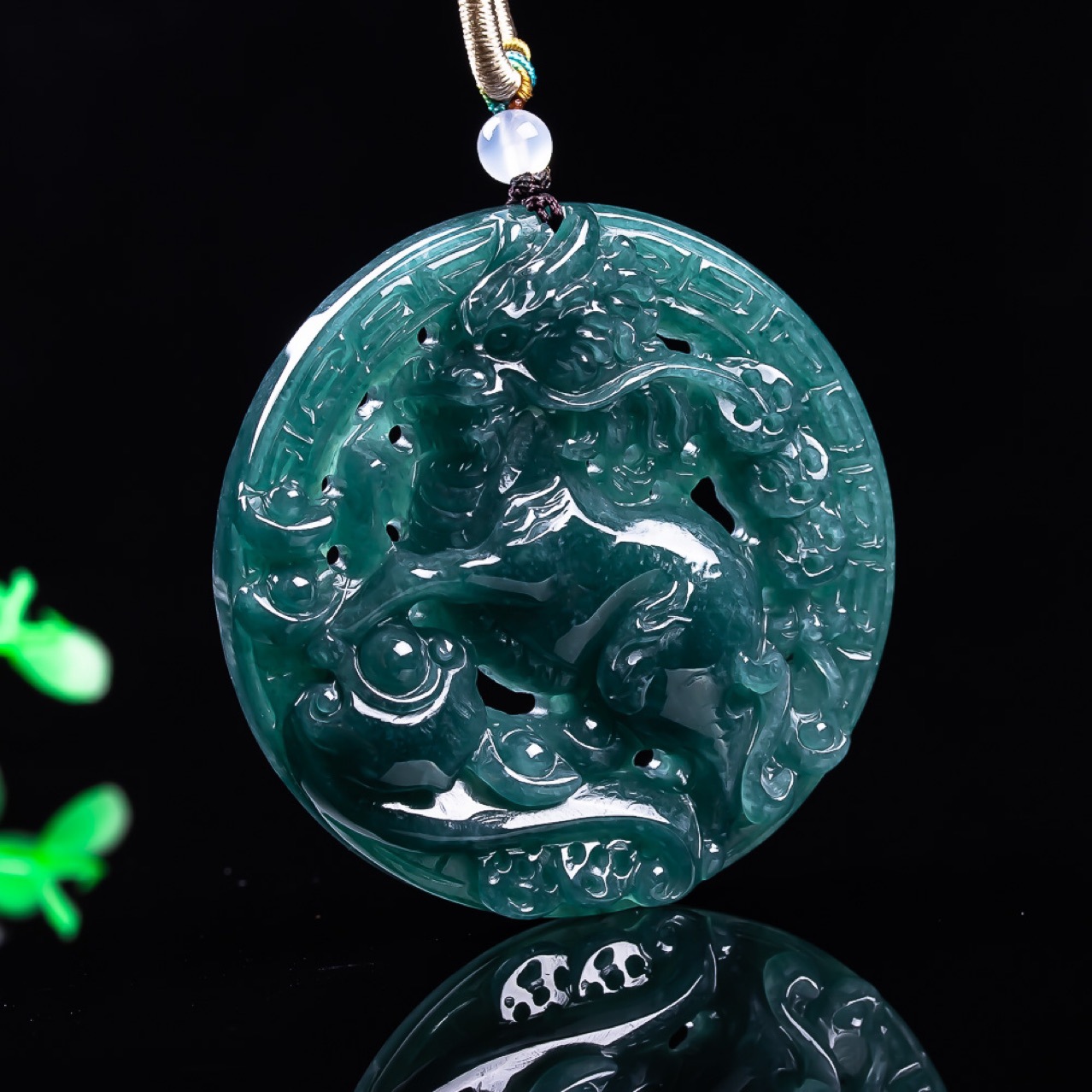 Vintage Fashion - ミャンマー翡翠ドラゴンペンダントネックレスヴィンテージ本物の翡翠アクセサリーファッション高級お守り天然ジュエリー彫刻お守り