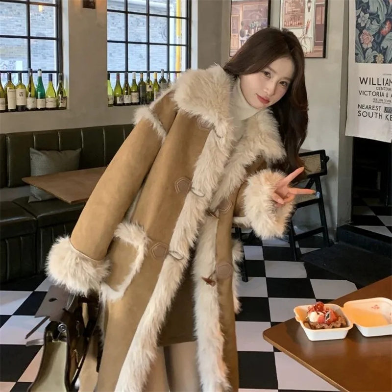 Velvet Blazer Vintage - 鹿の皮のベルベットのスプライスデニムジャケット,女性用,カラーブロッキングのアウター,模造毛皮のコート,暖かい,統合された,冬,新しい
