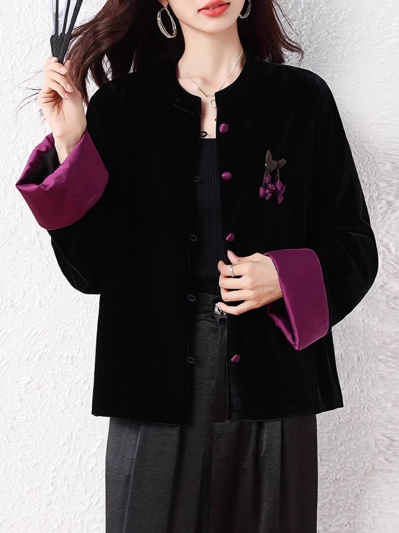 2025年中華風カーディガン レディース エレガントな秋ジャ - Velvet Blazer Vintage のレビューと価格