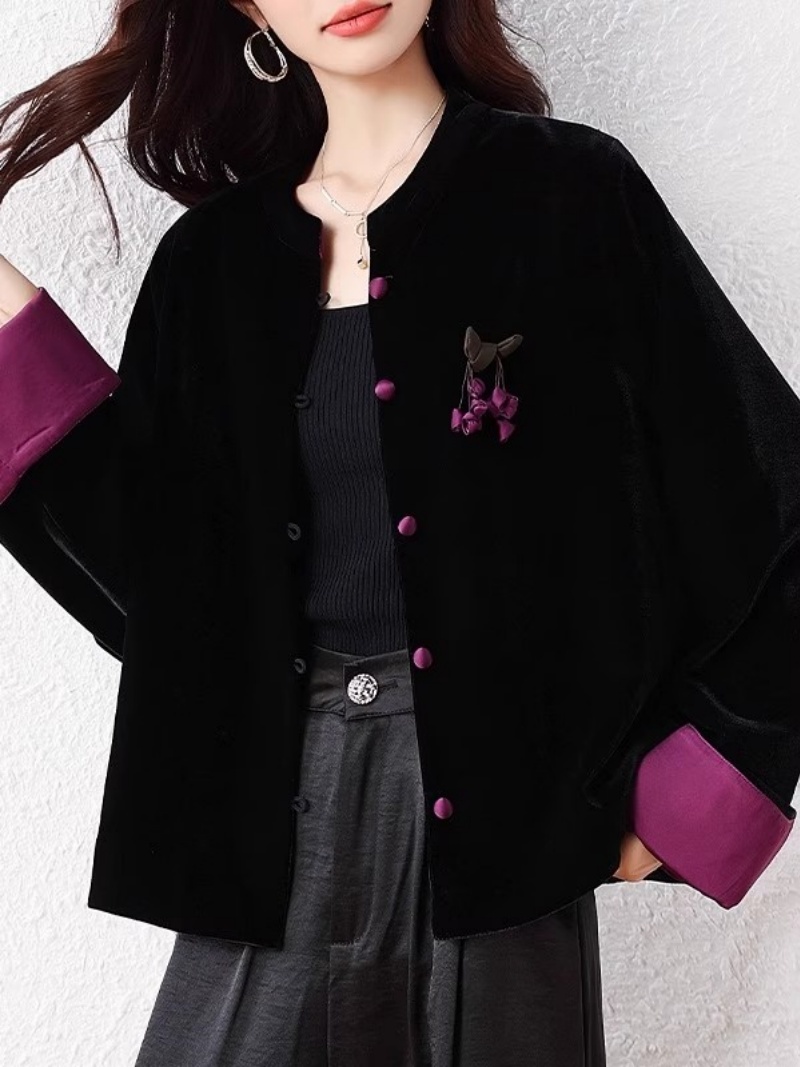 2025年中華風カーディガン レディース エレガントな秋ジャ - Velvet Blazer Vintage のレビューと価格