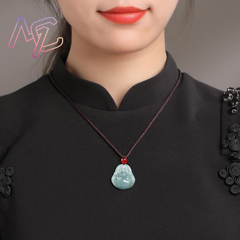 ミャンマー翡翠観音仏ペンダントネックレスヴィンテージ天然宝石 - Vintage Fashion のレビューと価格