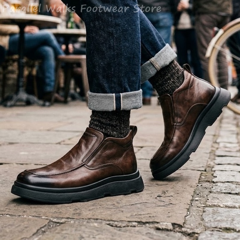 厚底のチェルシーブーツ、メンズ、ヴィンテージ風、モカシンタイ - Vintage Fashion For Men のレビューと価格