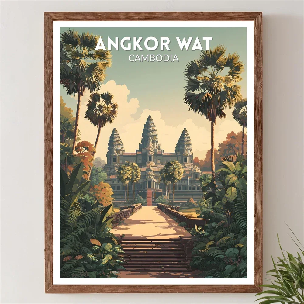 アンコールワット カンボジア ジャングル寺院 トラベルポスタ - Vintage Fashion Wall Art のレビューと価格