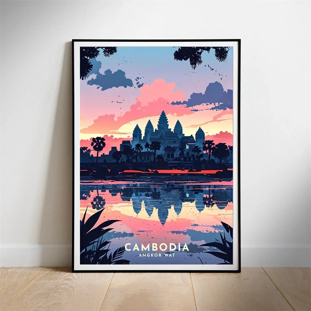 アンコールワット カンボジア ジャングル寺院 トラベルポスタ - Vintage Fashion Wall Art のレビューと価格
