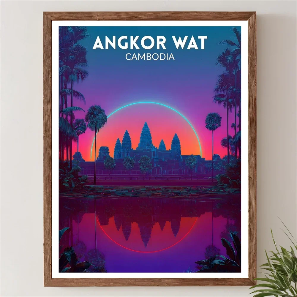 アンコールワット カンボジア ジャングル寺院 トラベルポスタ - Vintage Fashion Wall Art のレビューと価格