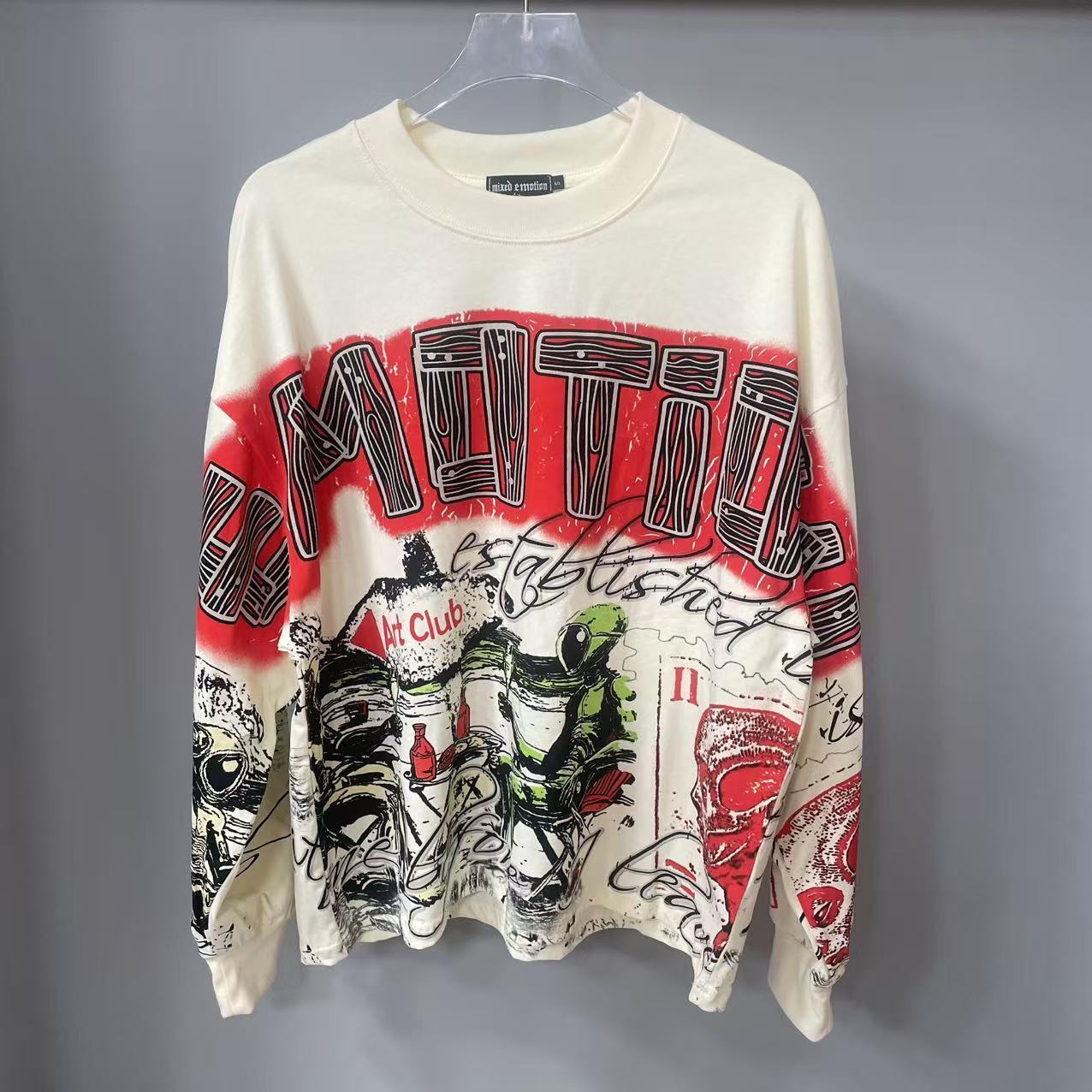 高品質デザイナー MIXED-EMOTION 長袖Tシャツ  - Vintage Fashion Style のレビューと価格