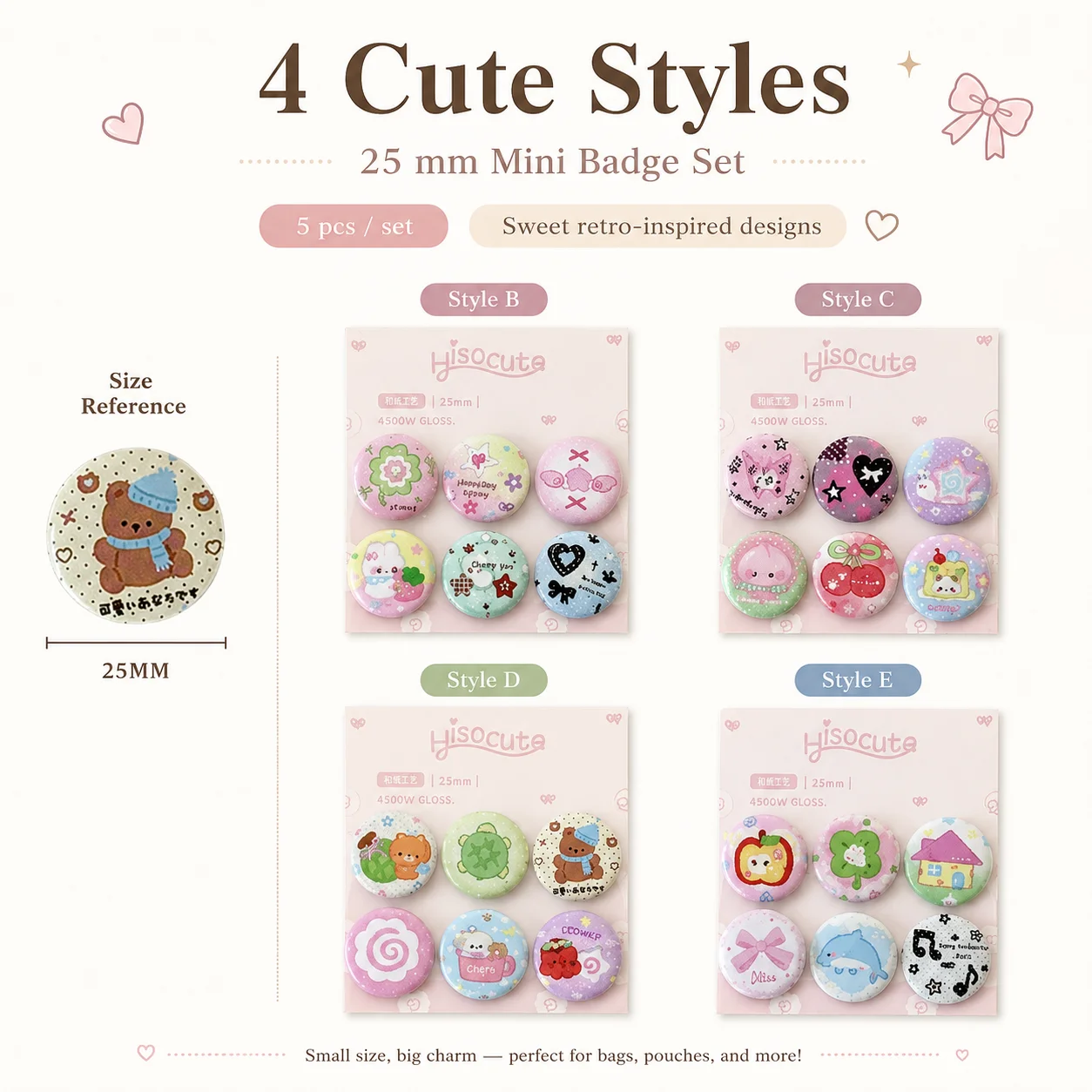 学生用クローバー25mmミニピンバッジ、女の子向けヴィンテー - Vintage Fashion Journal のレビューと価格