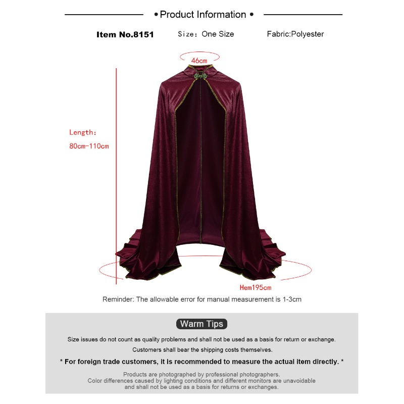 中世風ヴィンテージベルベットクロークスタンドカラーケープハロ - Velvet Blazer Vintage のレビューと価格