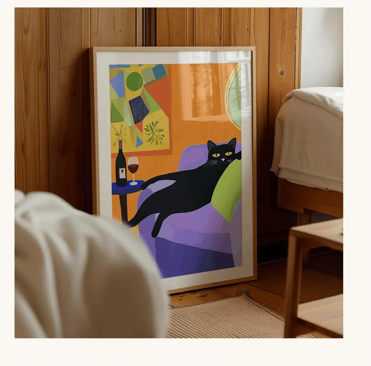 レトロな黒猫ワインウォールアートバーカート装飾カクテルアート - Vintage Fashion Wall Art のレビューと価格