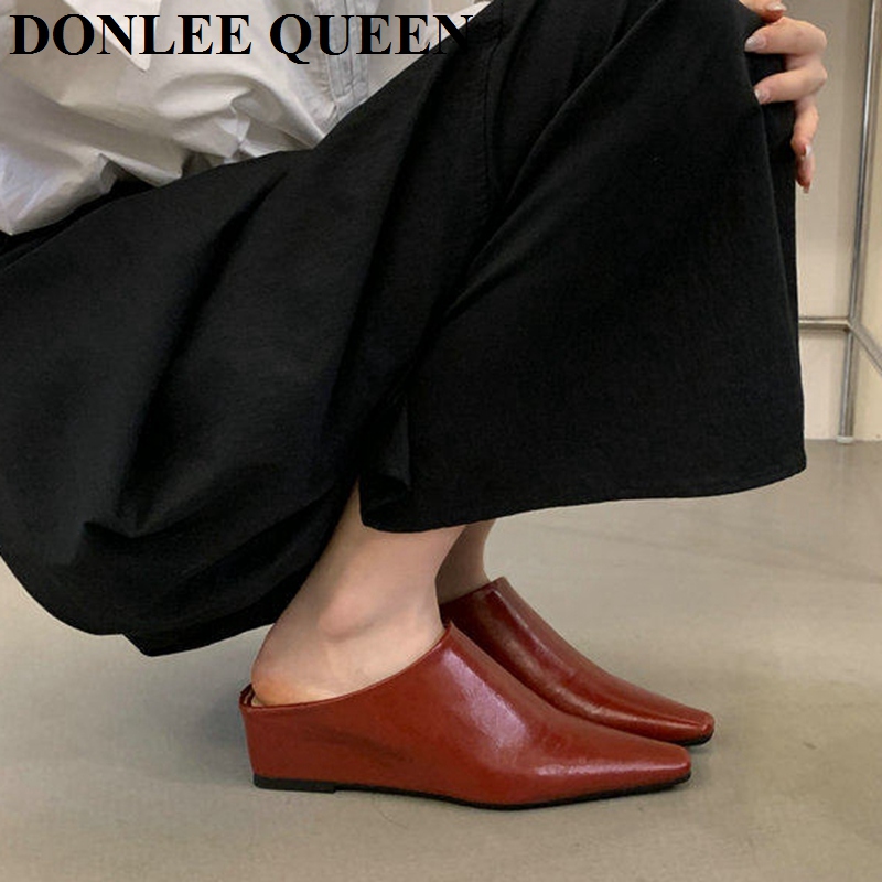 女性ファッションクローズトゥミュールスリッパ女性スクエアトゥ - Vintage Fashion Style のレビューと価格