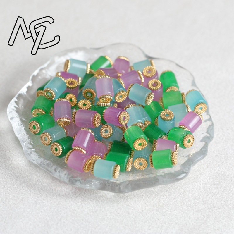 10 個天然三色翡翠バケットビーズ DIY スペーサー宝石フ - Vintage Fashion のレビューと価格