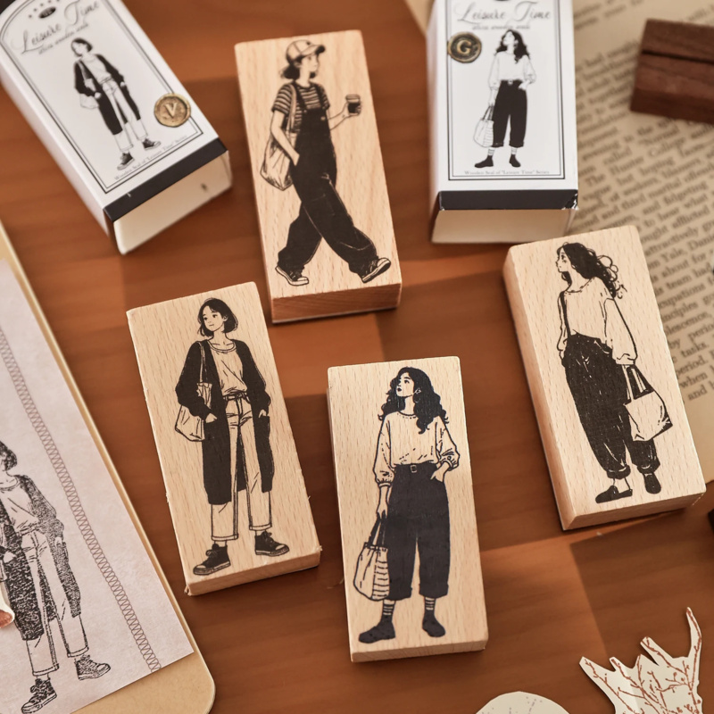 クリエイティブファッションガール木製スタンプヴィンテージ植物 - Vintage Fashion Journal のレビューと価格