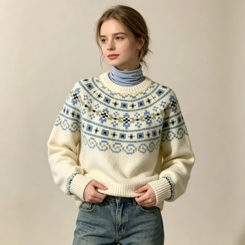 ヴィンテージ風フェア・アイル柄のジャガード織り、女性用プルオ - Vintage Fashion Faire のレビューと価格