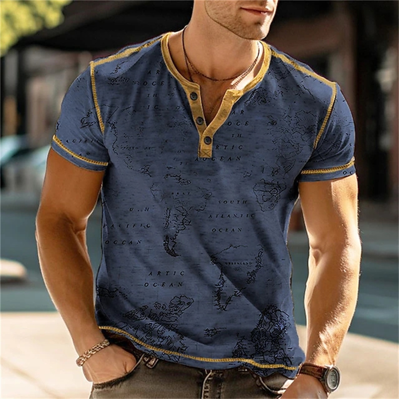 メンズヘンリーシャツ 面白い3DプリントTシャツ ストリート - Vintage Fashion For Men のレビューと価格