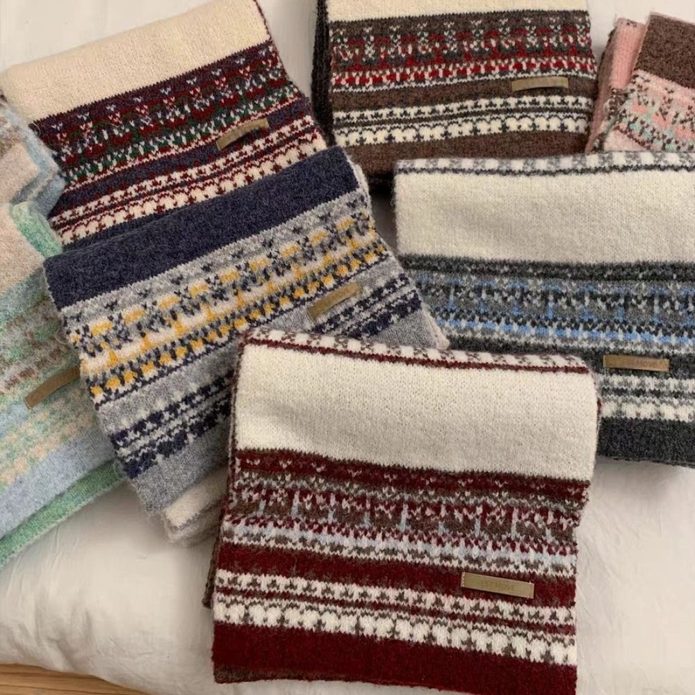 居心地の良いフェアアイル柄パッチワークスカーフ、厚手で保温性 - Vintage Fashion Faire のレビューと価格