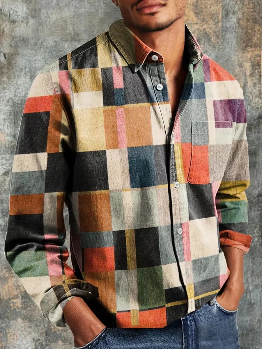 メンズファッション カジュアルファッション パッチワークデザ - Printed Floral Shirt のレビューと価格
