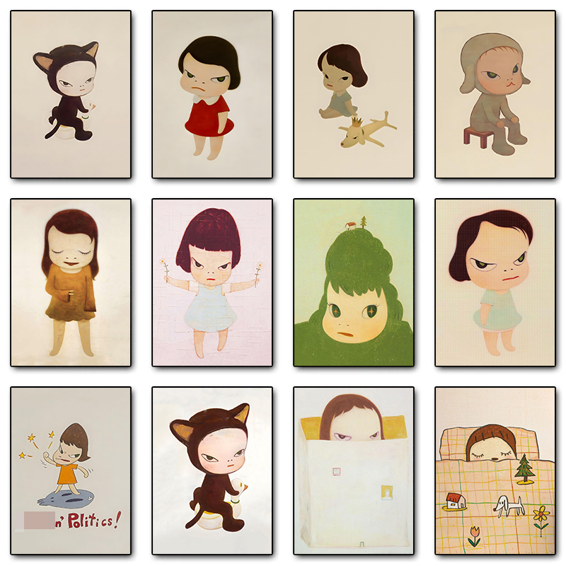 1pc フレームレスキャンバス絵画吉本奈良夢人形ポスターとプ - Vintage Fashion Wall Art のレビューと価格